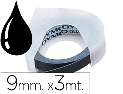 Cinta Dymo tradicional negra 9mm. x 3m.